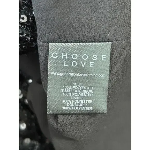 Generation Love Nyla Sequin Blazer‎ Jacket Double Breasted Long Sleeve Black S